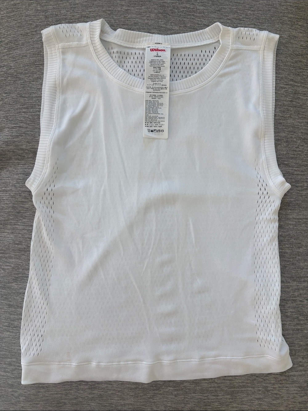 Wilson White Sleeveless Mesh Side-Panel Athletic Tank